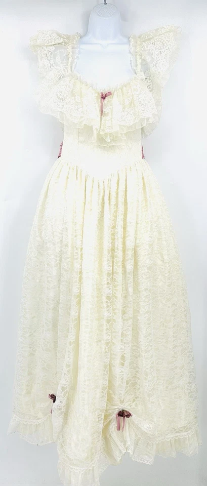 Платье Gunne Sax Jessica McClintock цвет слоновой кости кружевное размер 7 - Изображение 2 из 4