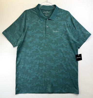 NWT Eddie Bauer Resolution Pro Polo Turquoise Short Sleeve Shirt