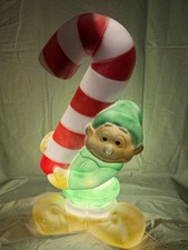 General Foam Empire Christmas Candy Cane Elf 32  Plastic Blow Mold Outdoor Decor
