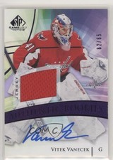 2020 Upper Deck SP Game Used Purple Jersey /65 Vitek Vanecek #127 Rookie Auto RC