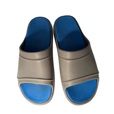 AVIA Mens Slides Size 13 Gray & Blue Slip On Sandals Casual Comfort