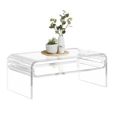 Couchtisch Beistelltisch 2-stufiger Sofatisch aus Acryl mit Ablagefläche,80x50cm