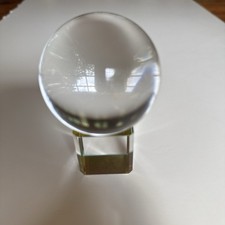 2  Clear Glass Magic Crystal Healing Ball Sphere W/Stand, Optics On Base Unreal