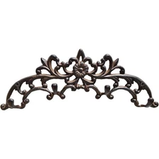 Decorative Key Holder Rack Flower Décor 4 Cast Iron Antique Rustic Brown