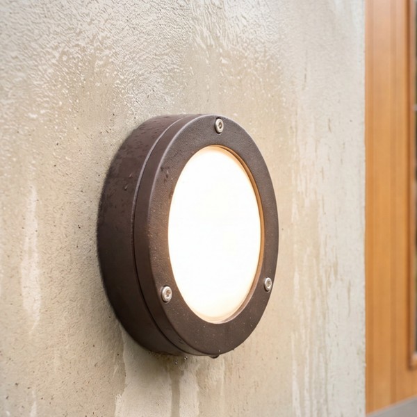 AußEnlampe Wand Klein D: 14 Cm Rund Echt-Messing Glas G9 IP64 AußEnleuchte-image