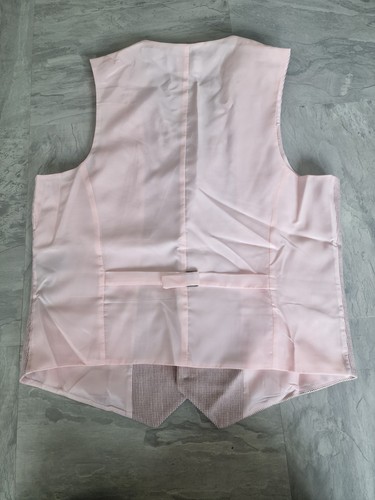 ASOS Waistcoat Pink Puppytooth Check 44R Wool Mix Men's VGC Condition - Picture 8 of 9