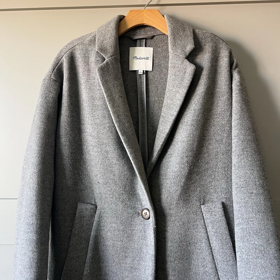 Madewell Elmcourt Blanket Long Coat Women Small Gray Wool Button Preppy Academia - Image 4 of 4