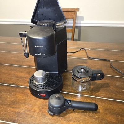 Krups Type 871 Household Espresso Maker Black 4 Cup Steam Machine with Frother