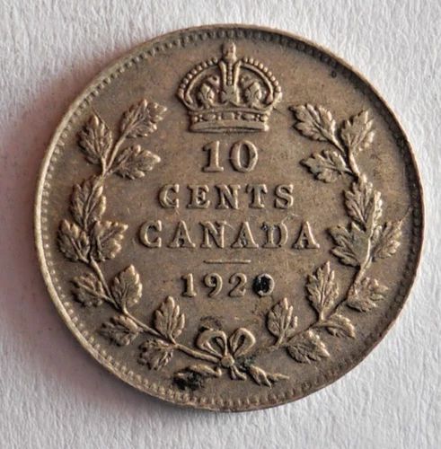 1920 CANADA 10 CENTS - AU - Great Silver Coin - Lot #M14