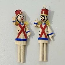Vintage Corn Stalk Husk Toy Soldier Drummer Christmas Ornaments Nutcracker Style