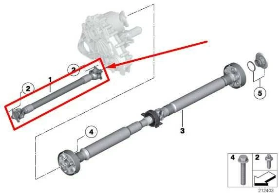 Оригинальный передний приводной вал полного привода для BMW 750i xDrive 4,4 л 2010-2015 годов выпуска 26209425906 - Изображение 2 из 4
