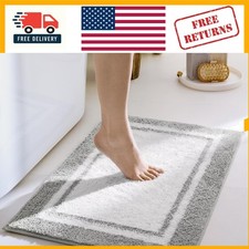 Ultimate Comfort Grey Microfiber Bath Mat - Water Absorbent Non-Slip 16" x 24"