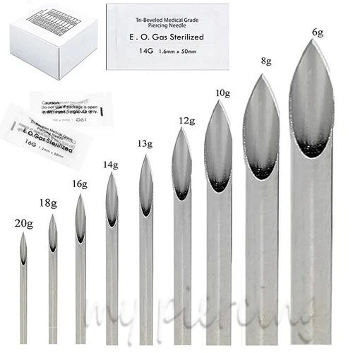 2pcs. Tri-Beveled Medical Grade Sterilized Body Piercing Needles - product listing photo