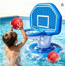 Inflatable Pool Basketball Hoop Set Water Game Float Summer Outdoor Toy 2 Balls