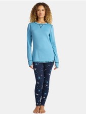ClimateRight Cuddl Duds Women's S Base Layer Top Legging Set Navy Galaxy R1