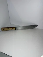 Old Homestead Stainless Japan Butcher Knife 8 Blade Wooden Handle Vintage