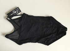 Wear Moi Girls Merveille Black Polka Dot Mesh Tank Leotard Size 8/10 