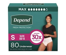 Depend Fresh Protection Underwear, Small, 80 Count, Max Absorbency