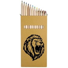 12 x 'Powerful Roaring Lion' Long Colour Pencils PE00078295