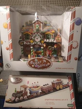 Lemax Sugar 'N Spice "Sugarland Station" With Gingerbread Train New