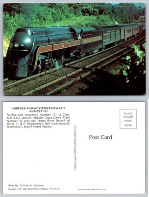 Norfolk & Western Railway N&W 121 K2a Steam Locomotive Postcard Richmond VA