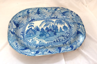 Blue & White Oriental Platter C. S Glasgow