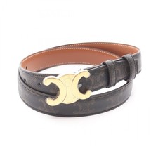 CELINE Triomphe Medium 25mm belt 45AK92ACO04LU75 leather Black Brown NEW 75