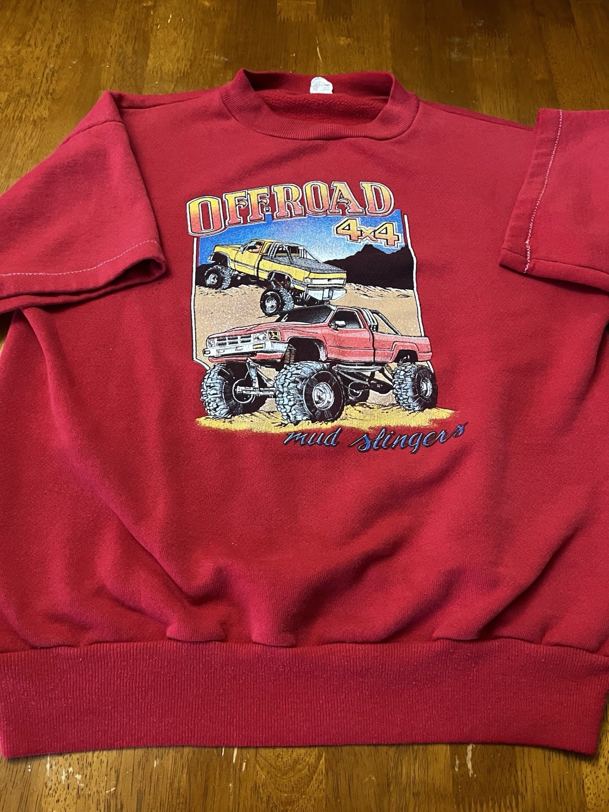 VTG Raglan Medium Crewneck Sweatshirt Short Sleeve 80s Monster Truck USA Made