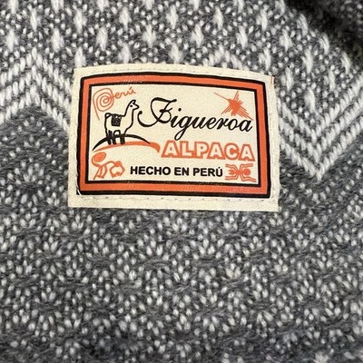 Figueroa Alpaca Scarf Gray White Chevron Fringe Made in Peru | eBay