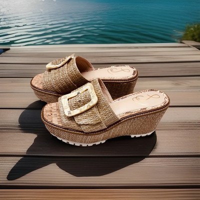 Sam Edelman Women's Livi Buckle Platform Wedge Espadrille Sandals 9