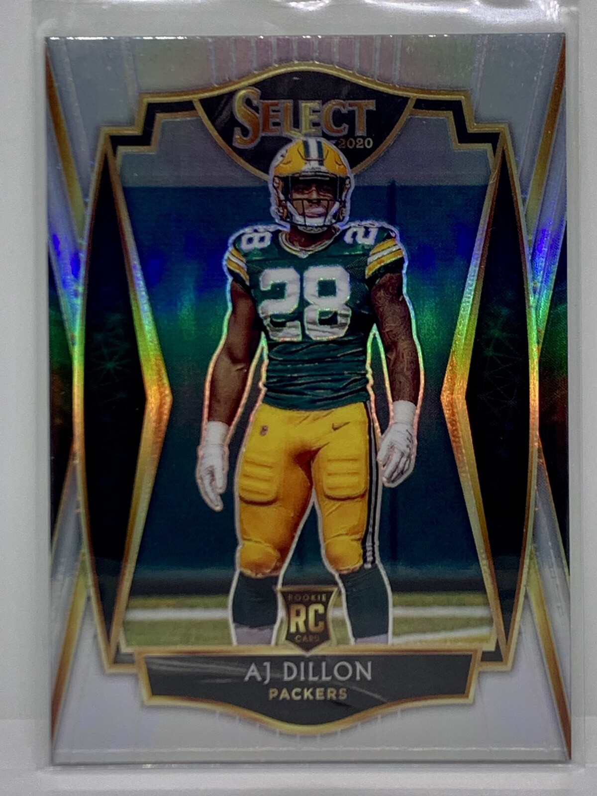 2020 Panini Select AJ DILLON Silver Holo Prizm Premier Level RC #165 Packers