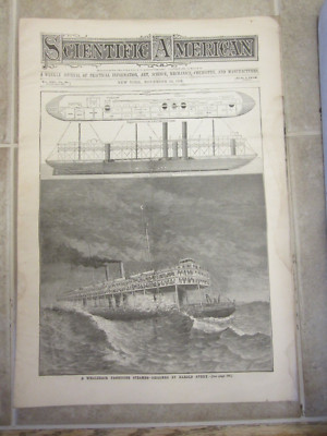 Scientific American Magazine November 14 1891 Whaleback Passenger Steamer Avery
