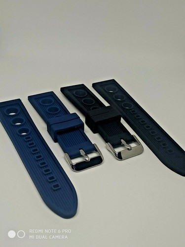 Per U-Boat/Spinnaker Orologio Cinturino in Gomma Silicone Band Fibbia 22 mm  nero/blu marino | eBay