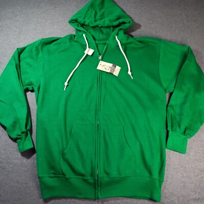1970s The Gap Zip Up Hoodie Jacket Sweatshirt Green Blank Large Nos Tags