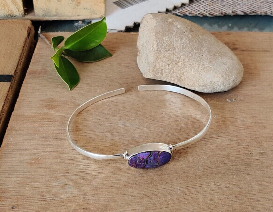 Purple Copper Turquoise 925 Sterling Silver Cuff Christmas Gifts Jewelry  RT-959