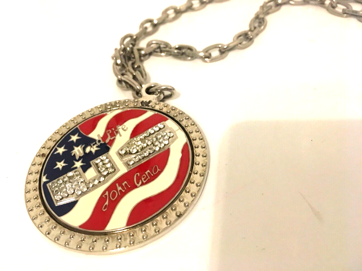 Official WWE Word Life Spinning US John Cena SIGNED Necklace 