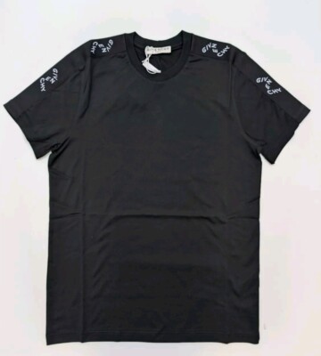 Givenchy Tape Logo Slim Fit T-Shirt Schwarz Baumwolle - Größe Small S - UVP 345£