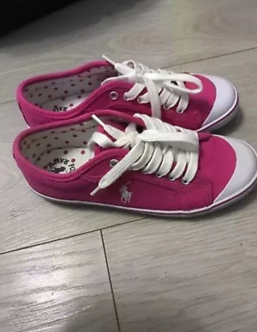 womens girls ralph lauren polo trainers pumps canvas shoes pink uk