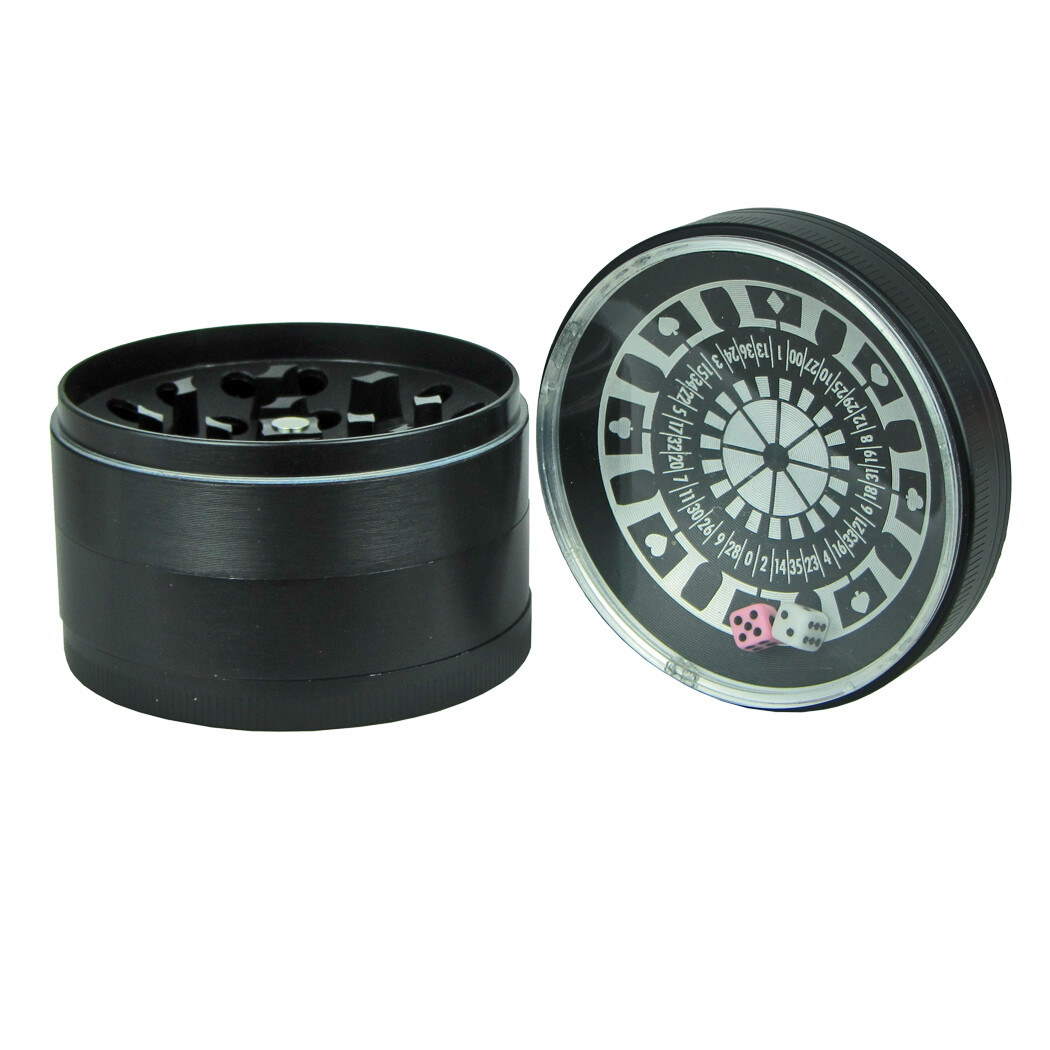 Dry Herb Grinder Roulette Style Large 60mm 4 Piece Kitchen Crusher