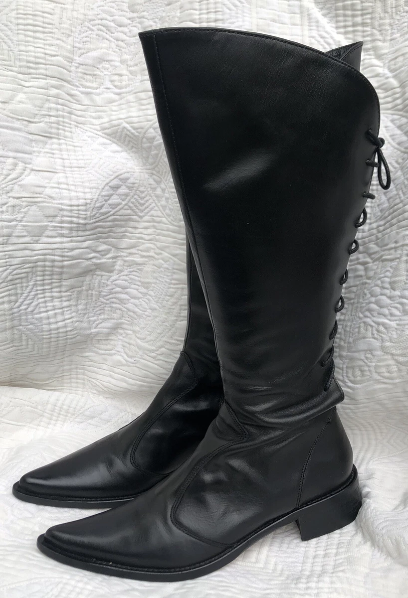Bottes Minelli En Cuir Souple Noir - Taille 37 - Portées 2 Fois - État Neuf