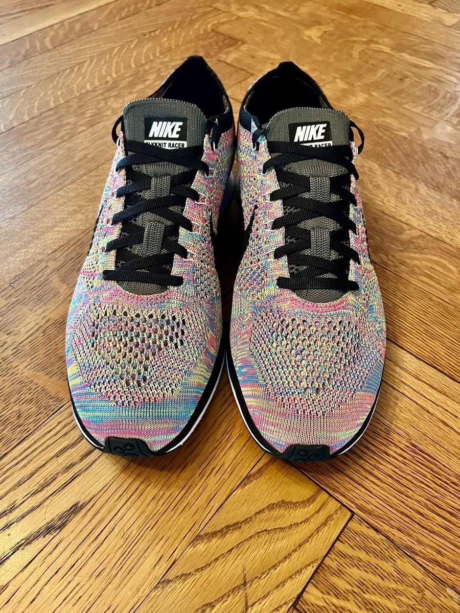 NIKE FLYKNIT RACER MULTICOLOR GRAY TONGUE Rainbow 2016 MENS