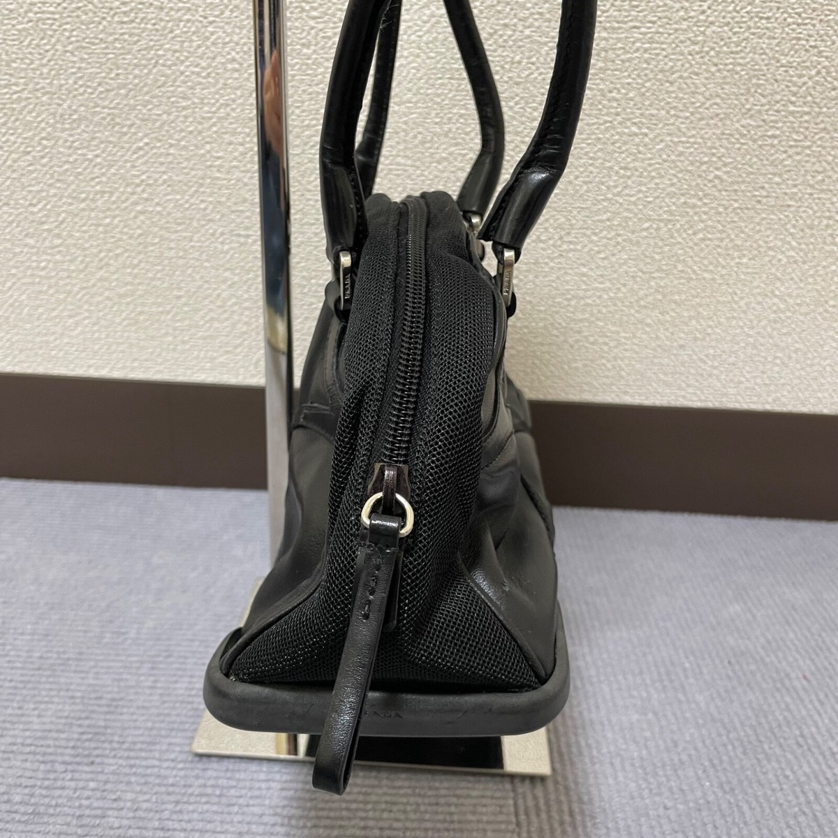 Prada Bowling Bag Handbag Leather Black | eBay