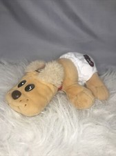Pound Puppies Newborn Puppy In Diaper 8" Plush Tan With Fuzzy Ears Red Collar 89