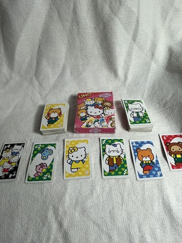 HELLO KITTY Uno CARD GAME CARDINAL Exclusive "Hello Kitty Bow"Rule 2012 Rare - Picture 4 of 10