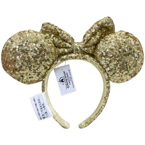 Disney Parks Gold Sequins Bow Anniversary 2023 Minnie Mouse Headband Ears UK - Picture 2 of 6