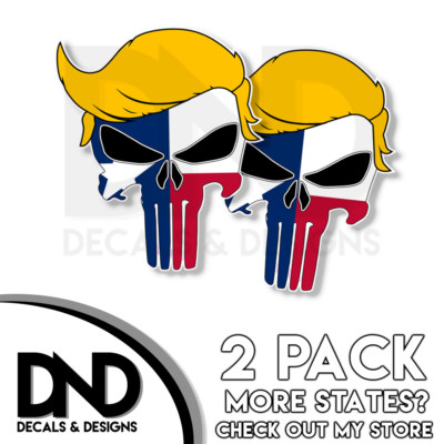 Trump Skull - Texas Decal Republican Right Wing Sticker 2 Pack TX