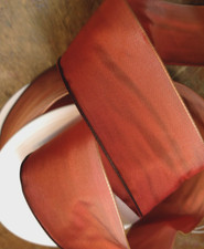 vintage ribbon rayon acetate wire edge ombre 1.5" tuscan rust 1yd made in France