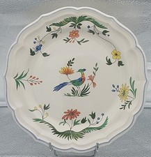 PLAT ROND PLAT D 28 CM H 3 CM FAIENCE DE GIEN OISEAU DE PARADIS XXème