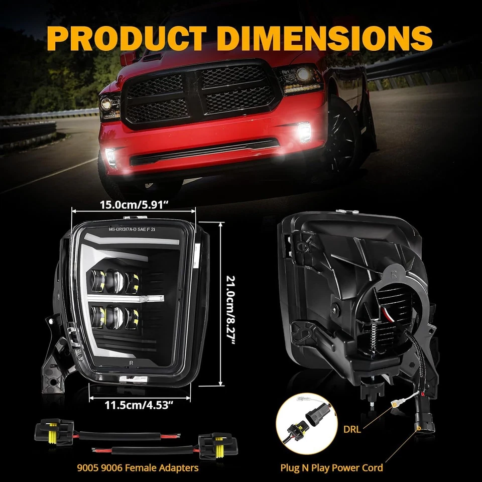 Für 13-18 Dodge Ram 1500 LED Stoßstangenlicht mit Tagfahrlicht Nebelscheinwerfer - Bild 3 von 4