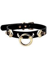 Handmade Leather O-Ring Choker Necklace for Women - Adjustable Punk Gothic Co...